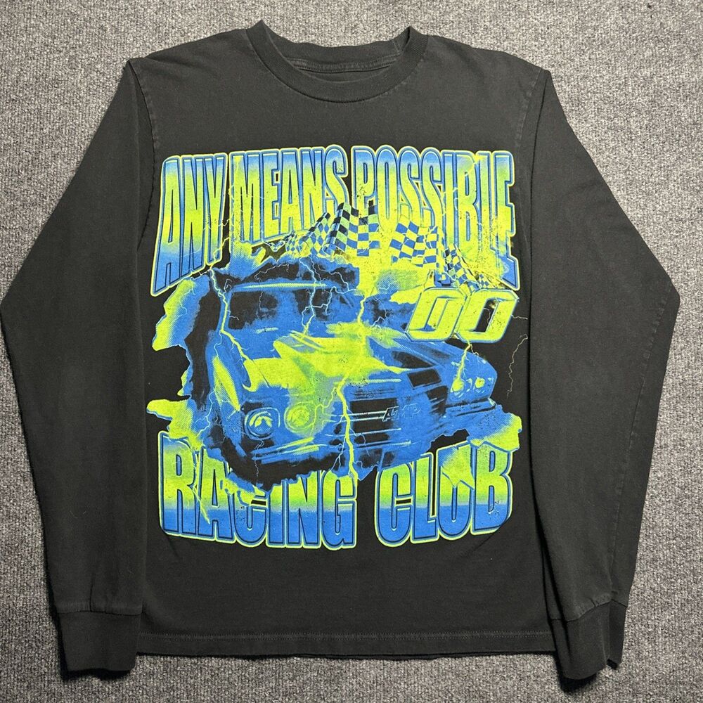 AMP Racing Club Any Means Possible Shirt Mens M Medium Long Sleeve Twitch Tee